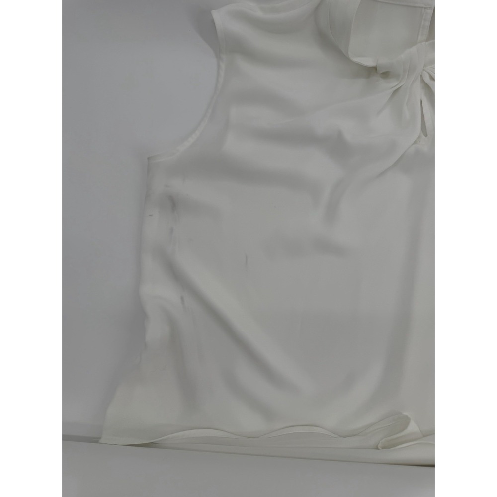 Calvin Klein Womens Gathered Neck Ivory Sleeveless Blouse Top Petites PXL *Notes - Picture 9 of 9